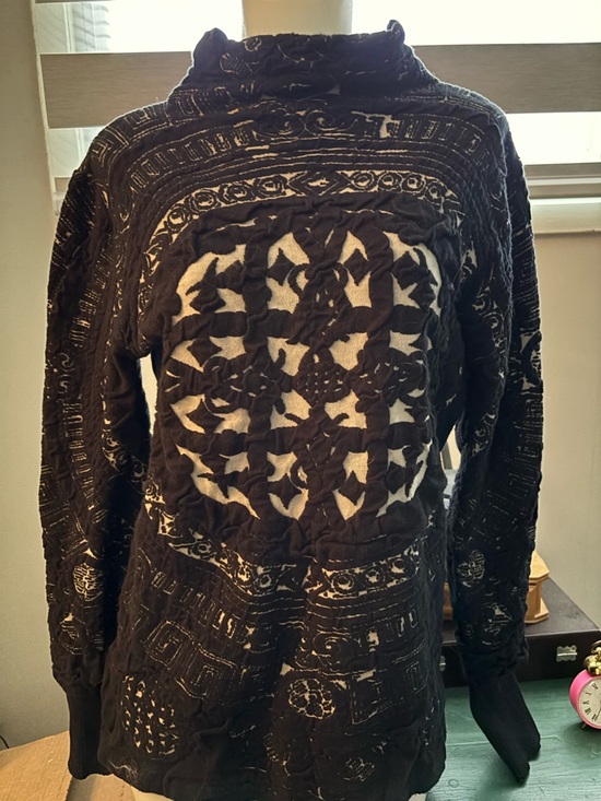 Desigual Sweaters - Desigual Black and Cream Patterned Knit Top